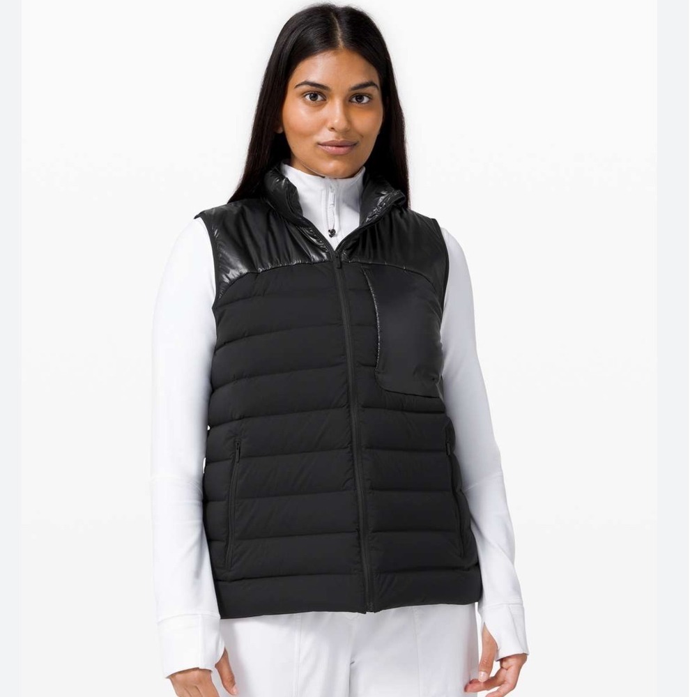 Lululemon Navigation Stretch Down Vest Black W4BLLS Women Size‎ 6 Puffer Jacket